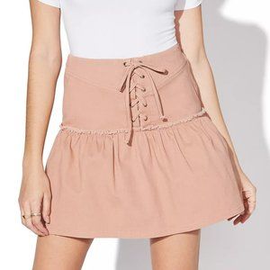 Super Cute Vylette Lace Up Twill Skirt NWT
